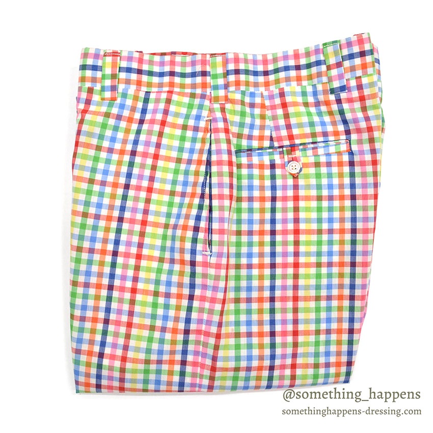 1970's DENHAM MULTICOLOR GINGHAM CHECK PANTS ... W36/L28