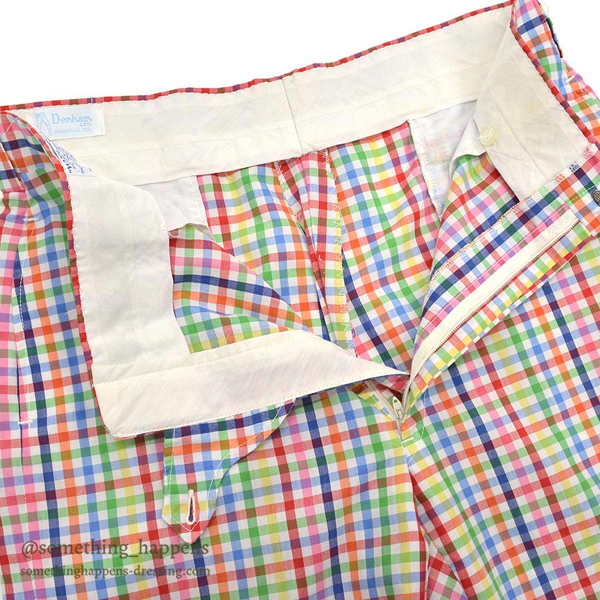 1970's DENHAM MULTICOLOR GINGHAM CHECK PANTS ... W36/L28