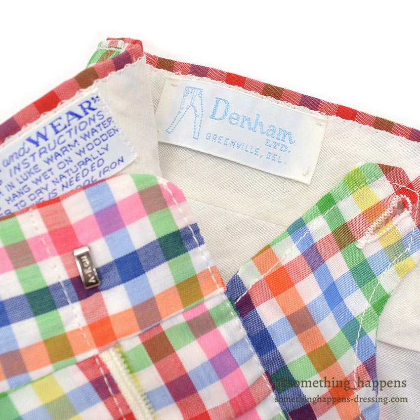 1970's DENHAM MULTICOLOR GINGHAM CHECK PANTS ... W36/L28