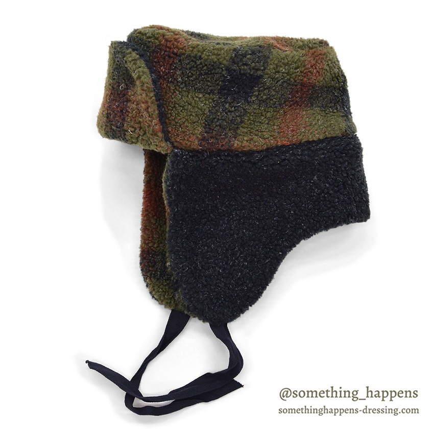 1990's LAKE OF THE ISLES PLAID FLEECE TRAPPER HAT ... L