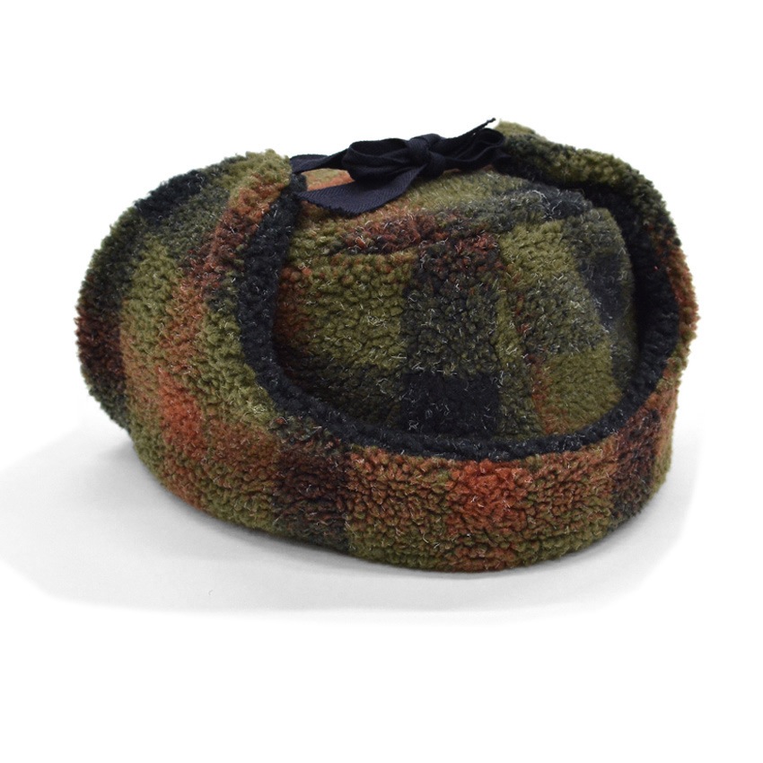 1990's LAKE OF THE ISLES PLAID FLEECE TRAPPER HAT ... L