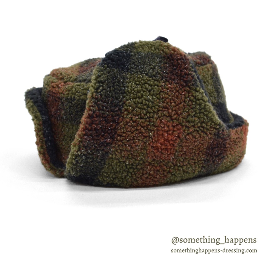 1990's LAKE OF THE ISLES PLAID FLEECE TRAPPER HAT ... L