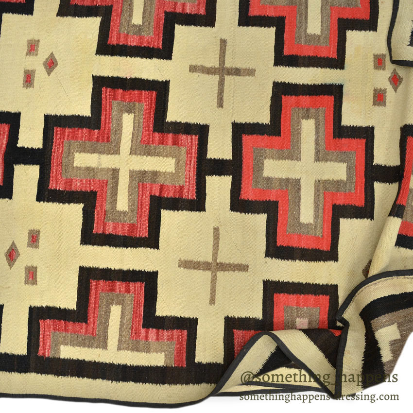 c.1930's NAVAJO RUG CROSS PATTERN 170cm×133cm Home Decor,SOLD SomethingHappens
