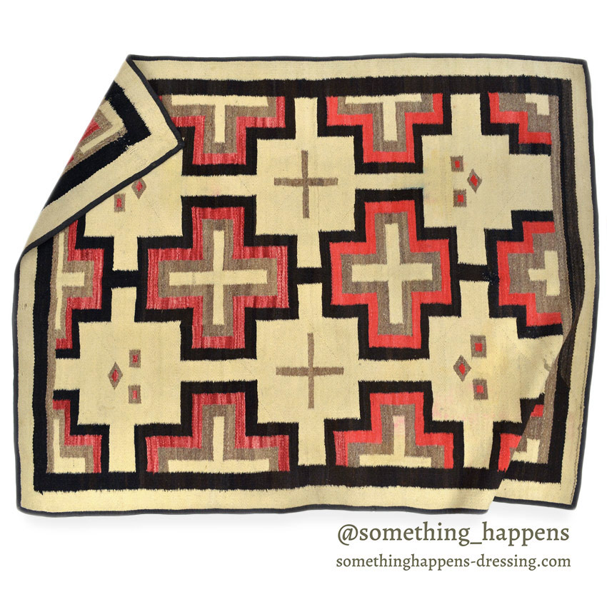 c.1930's NAVAJO RUG CROSS PATTERN 170cm×133cm Home Decor,SOLD SomethingHappens