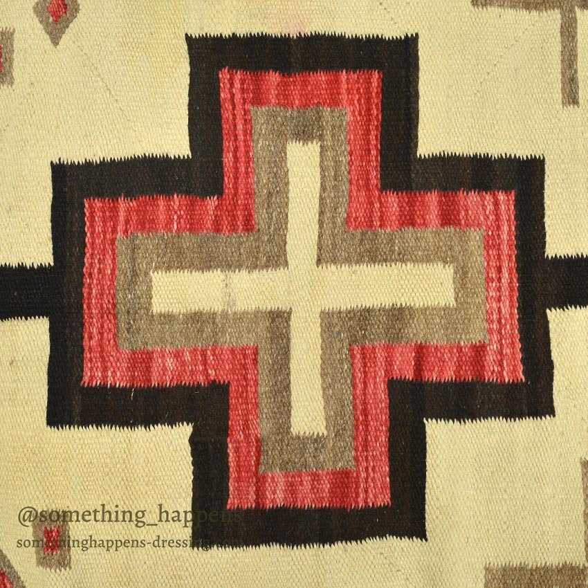 c.1930's NAVAJO RUG CROSS PATTERN 170cm×133cm Home Decor,SOLD SomethingHappens