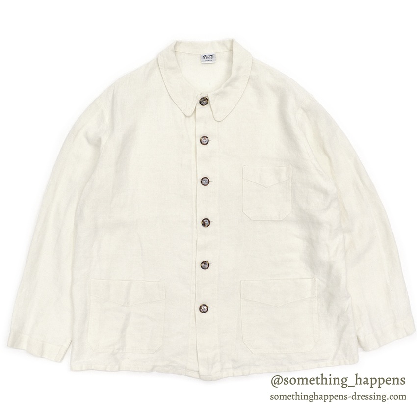 1990's CP SHADES LINEN WORK JACKET / WHITE ... M