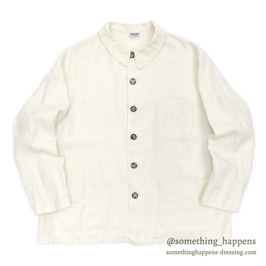 1990's CP SHADES LINEN WORK JACKET / WHITE ... M