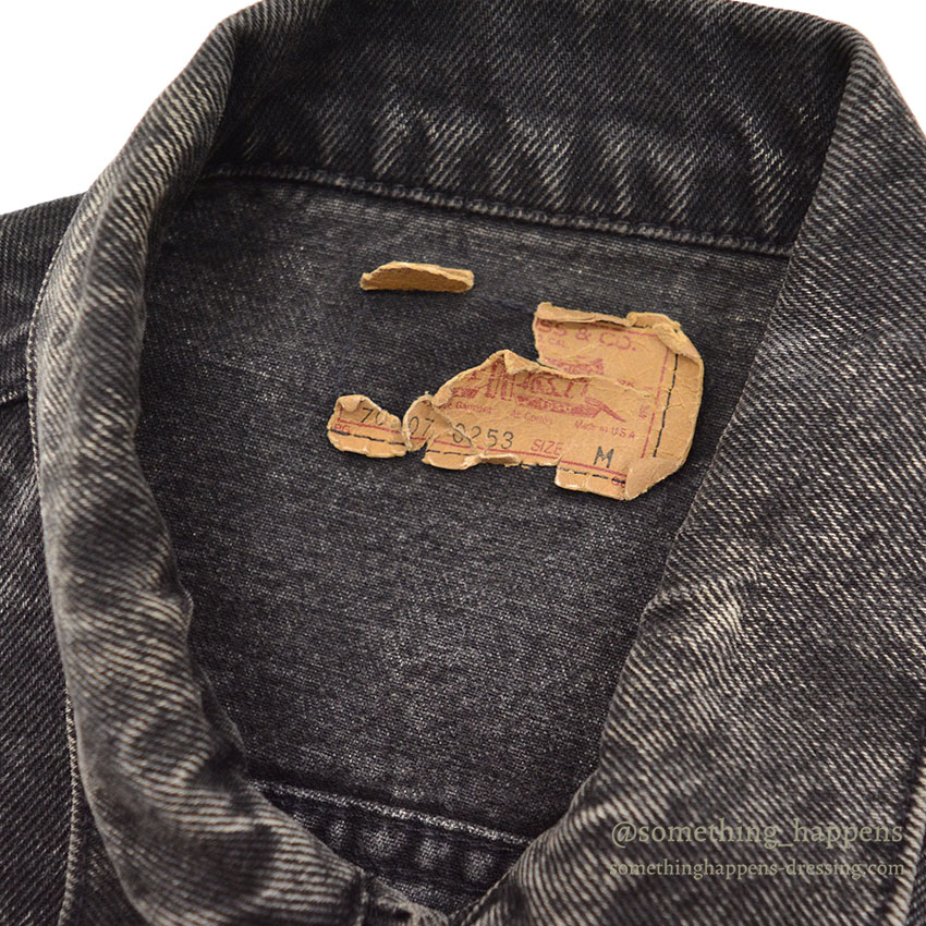 1980's Levi's 70507-0253 ACID WASH BLACK DENIM VEST / CHOPPED ... M