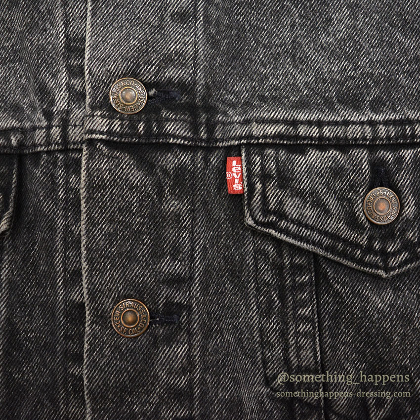 1980's Levi's 70507-0253 ACID WASH BLACK DENIM VEST / CHOPPED ... M