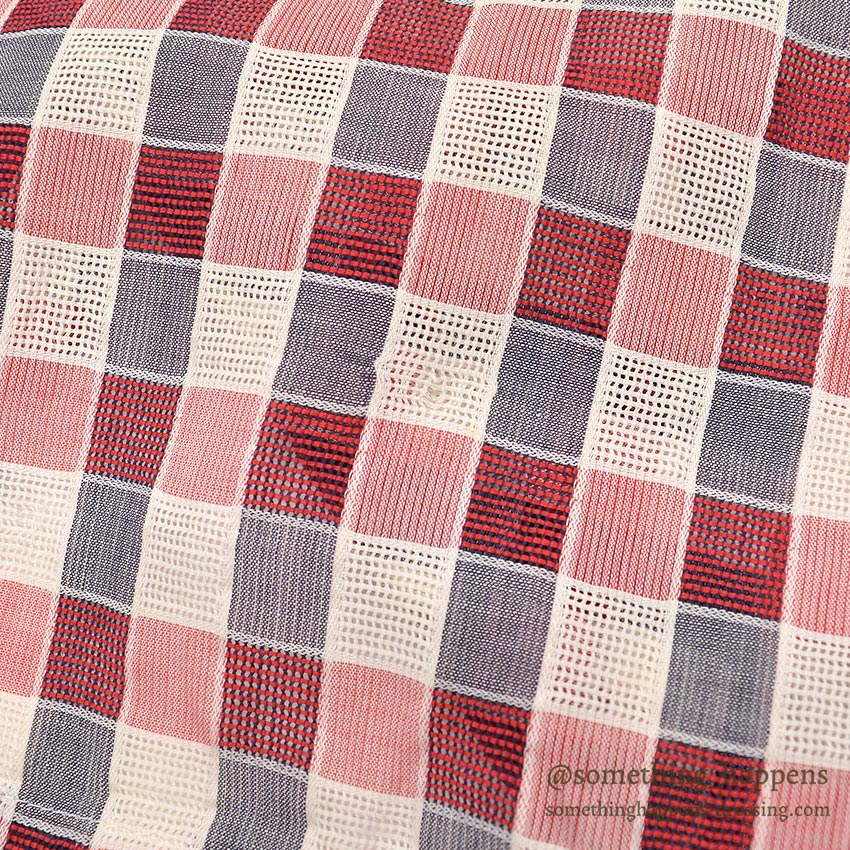 1950's MAYCREST SMALL BLOCK PLAID MESH SHIRT / UNUSUAL WEAVE ... M