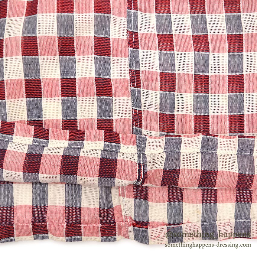 1950's MAYCREST SMALL BLOCK PLAID MESH SHIRT / UNUSUAL WEAVE ... M