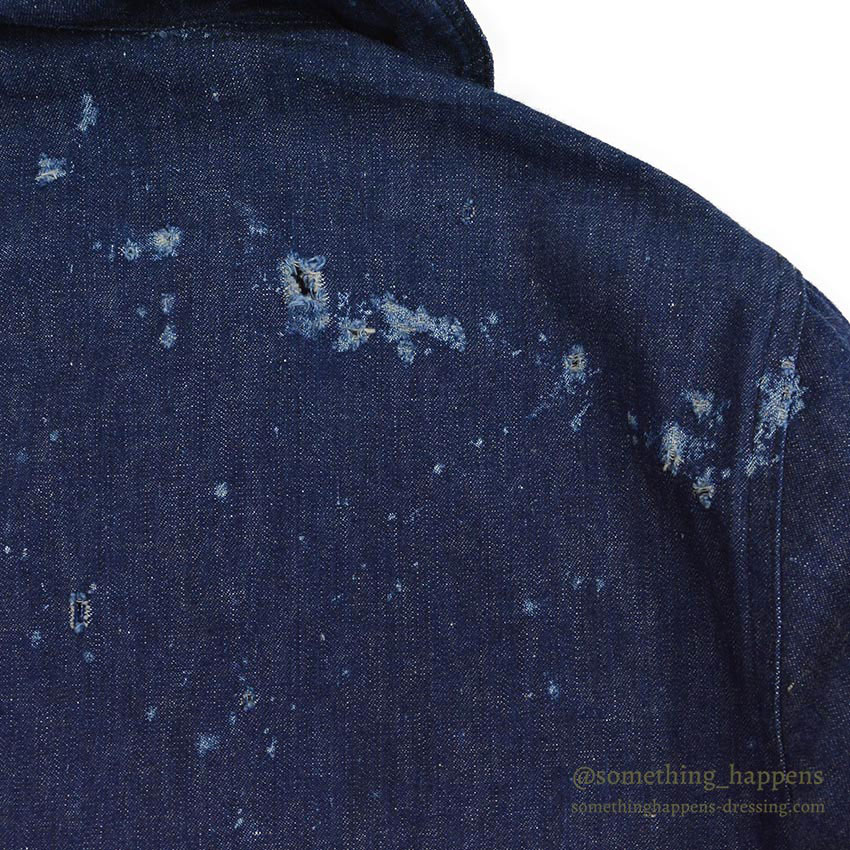 1940's U.S.NAVY WW2 SHAWL COLLAR DENIM JACKET / DARK AND DAMAGED ...