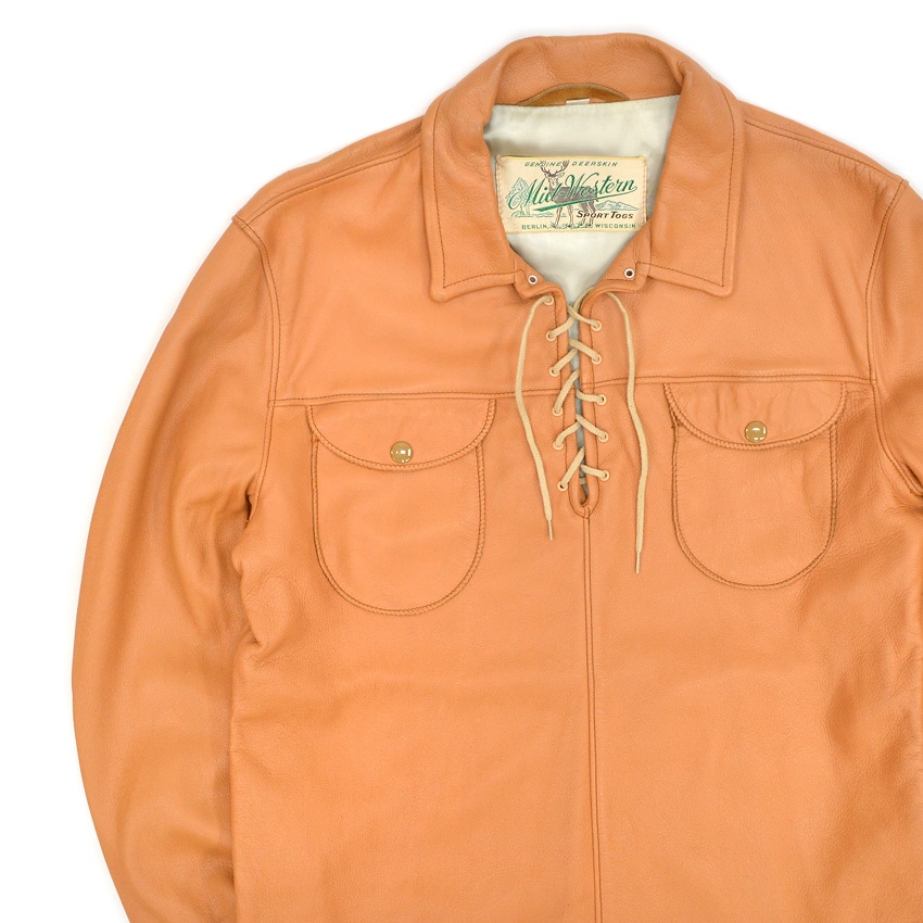 【美品】MID WESTERN SPORT TOGS 鹿革 レザーパンツ 1960's MIDWESTERN SPORT TOGS DEERSKIN LEATHER SHIRT  38