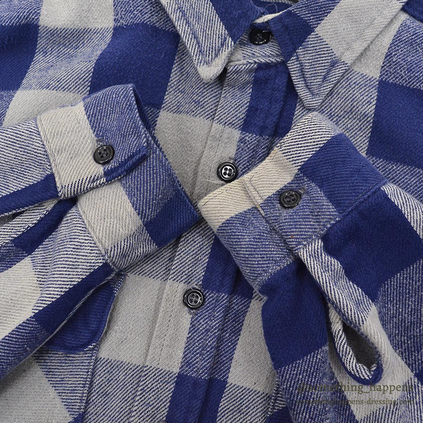 ~1980's FIVE BROTHER HEAVY FLANNEL SHIRT NAVY/GRAY ... XL-TALL