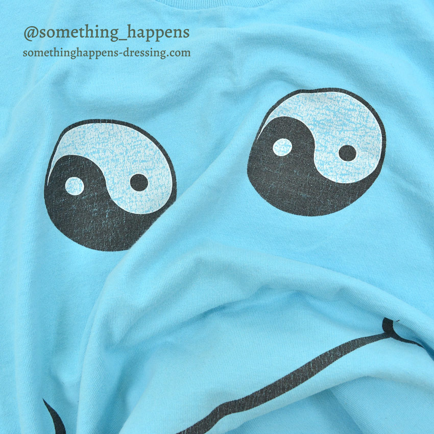 1990's FRUIT OF THE LOOM YIN YANG SMILE ART T-SHIRT ... XXL