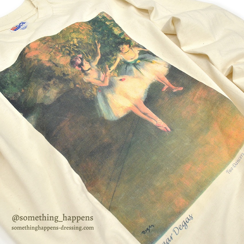 1990's DEADSTOCK HANES エドガー・ドガ 舞台上の二人の踊り子 L/S T-SHIRT ... LARGE
