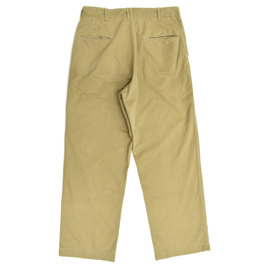 40's U.S.ARMY M-1943 カーキ ガスフラップ付 チノパンツ ... W32×L31