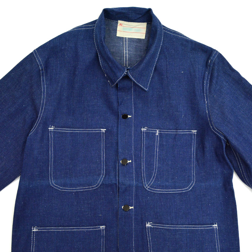 60's 黒ラッカー ダブルステッチ デニムカバーオール ミント