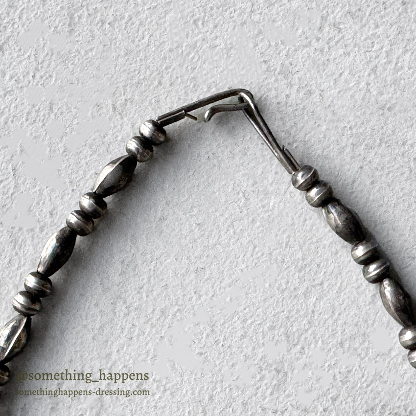 OLD NAVAJO NAJA SQUASH BLOSSOM SILVER BEADS NECKLACE ...