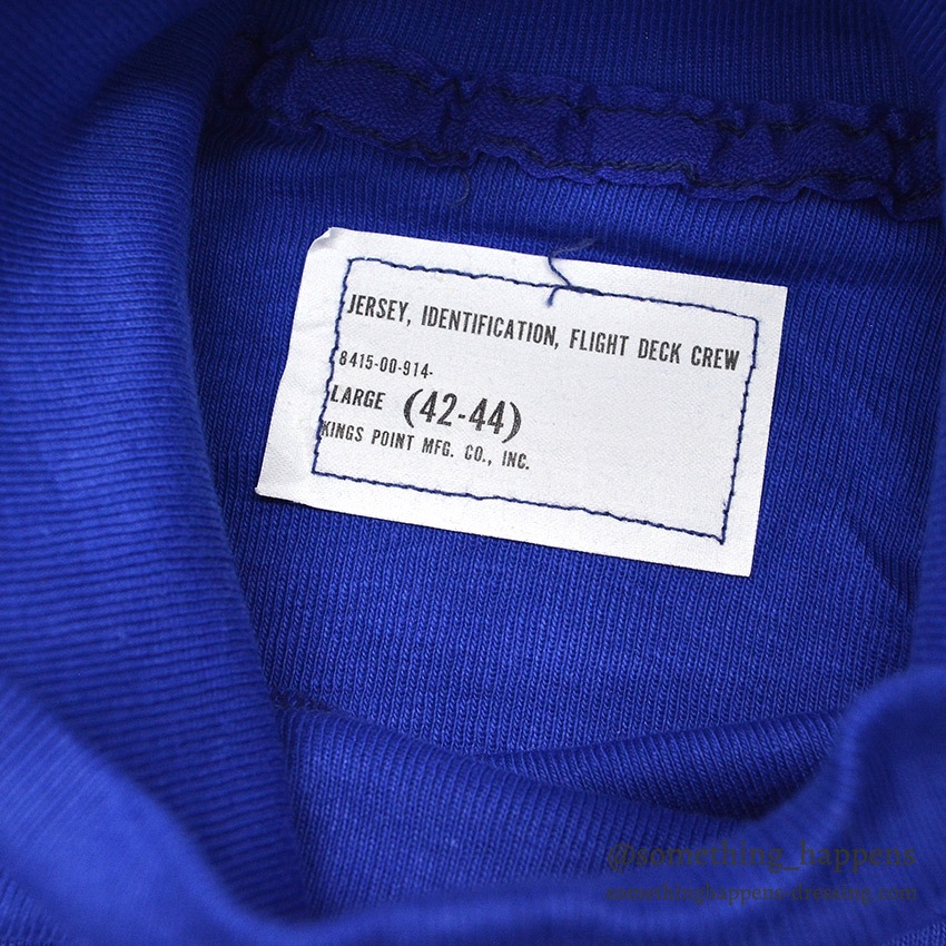 1970's DEADSTOCK U.S.NAVY FLIGHT DECK CREW JERSEY / BLUE ... L