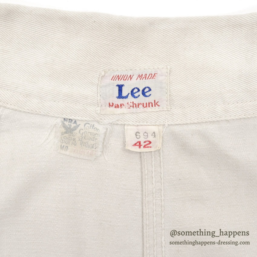 1930's Lee NRA LABEL HBT SHOP COAT ... 42