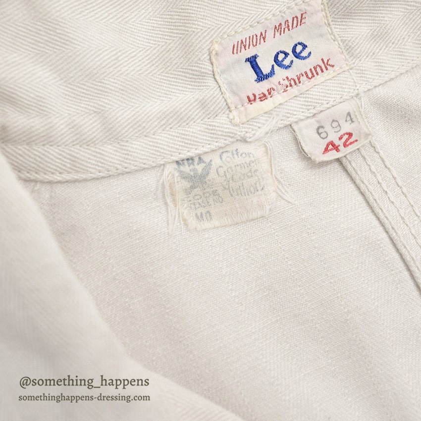 1930's Lee NRA LABEL HBT SHOP COAT ... 42