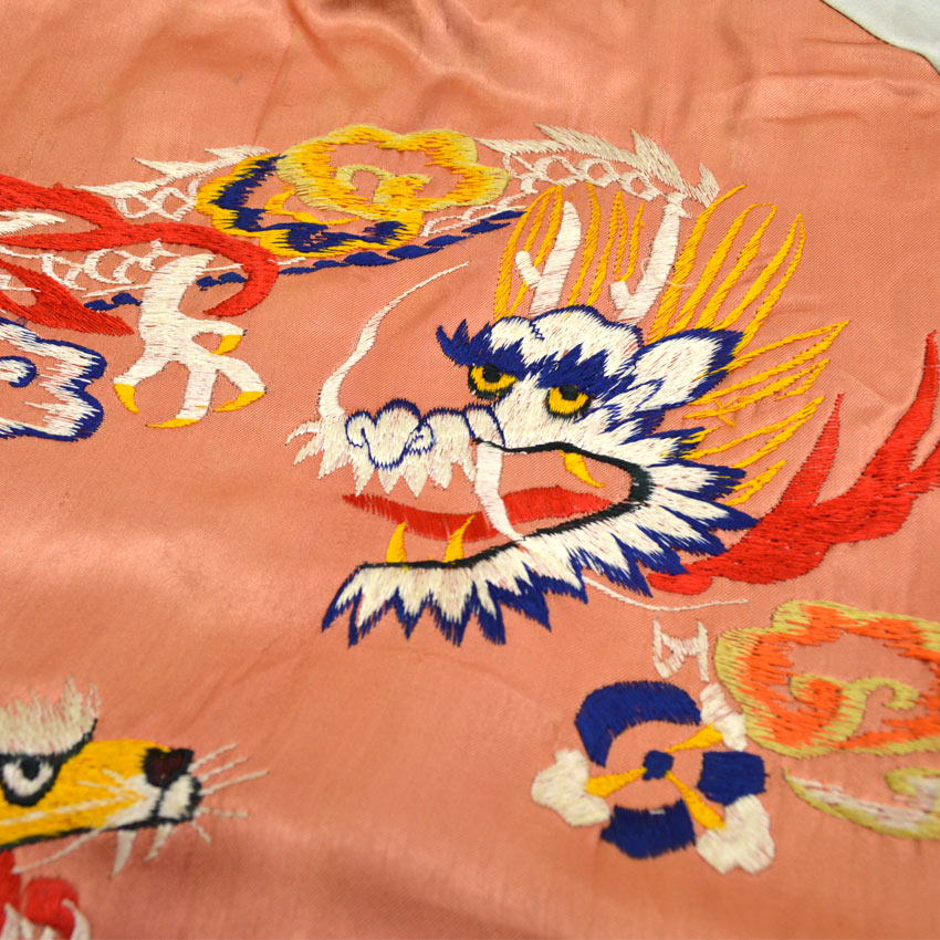 50'sスカジャン 刺繍 ドラゴン 虎 Japan BIG size 50's 
