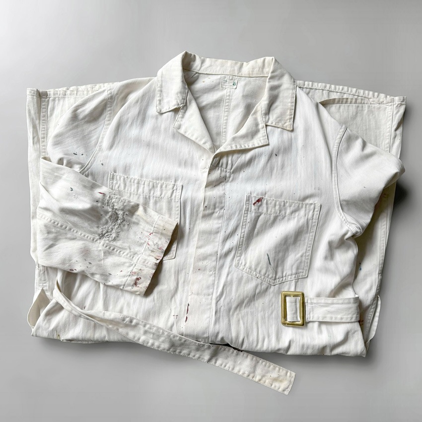 1950's~ PAINT SPLATTER HBT SERVICE COAT ... 42