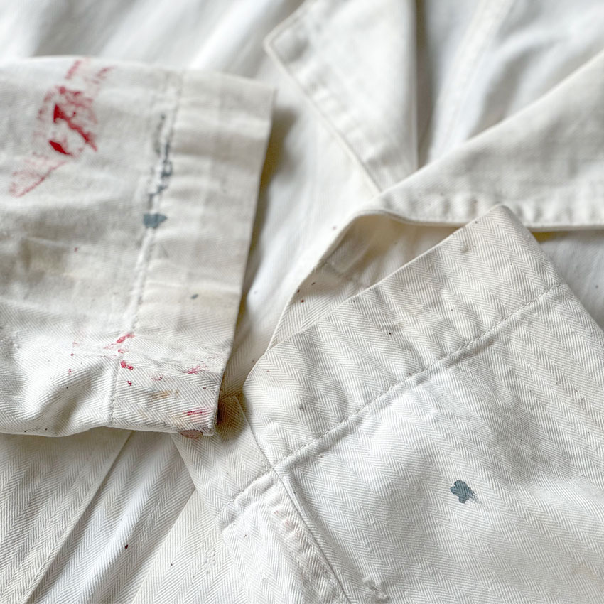 1950's~ PAINT SPLATTER HBT SERVICE COAT ... 42