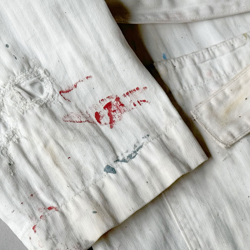 1950's~ PAINT SPLATTER HBT SERVICE COAT ... 42