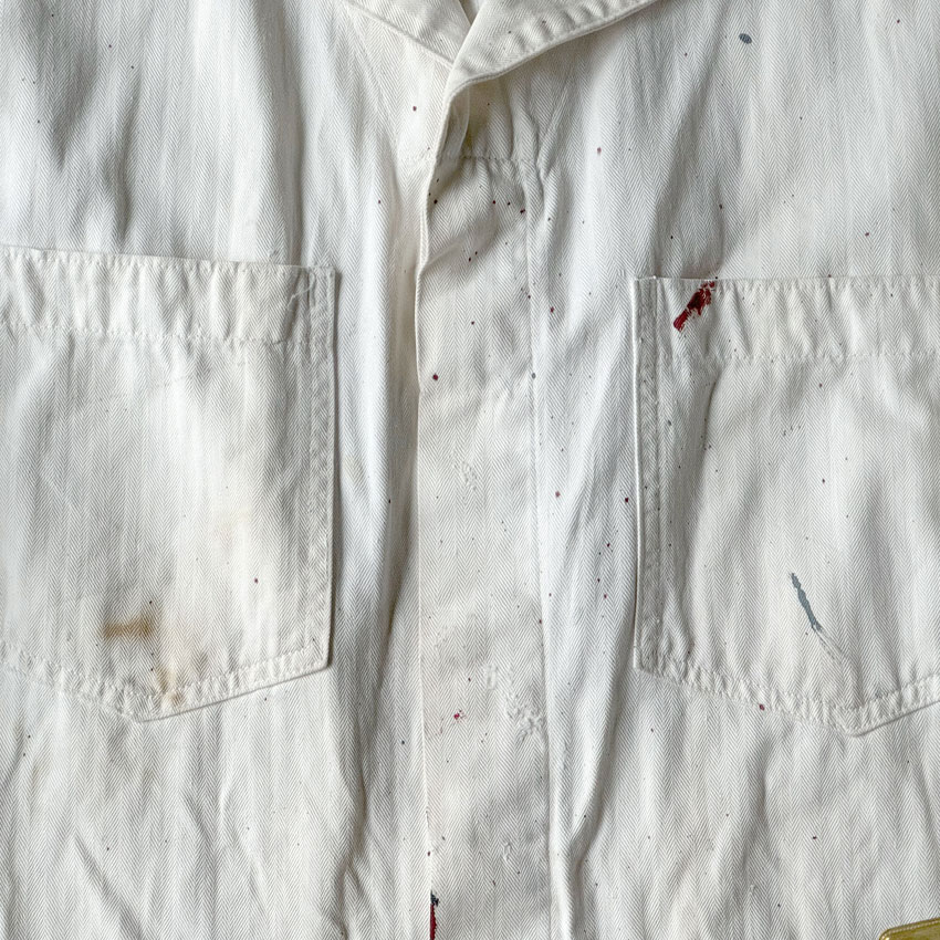 1950's~ PAINT SPLATTER HBT SERVICE COAT ... 42