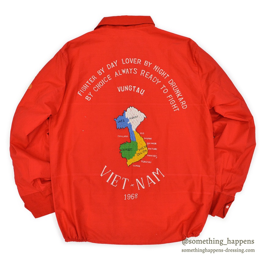 1960's DEADSTOCK VIETNAM SOUVENIR JACKET ベトジャン 1968 赤 ...