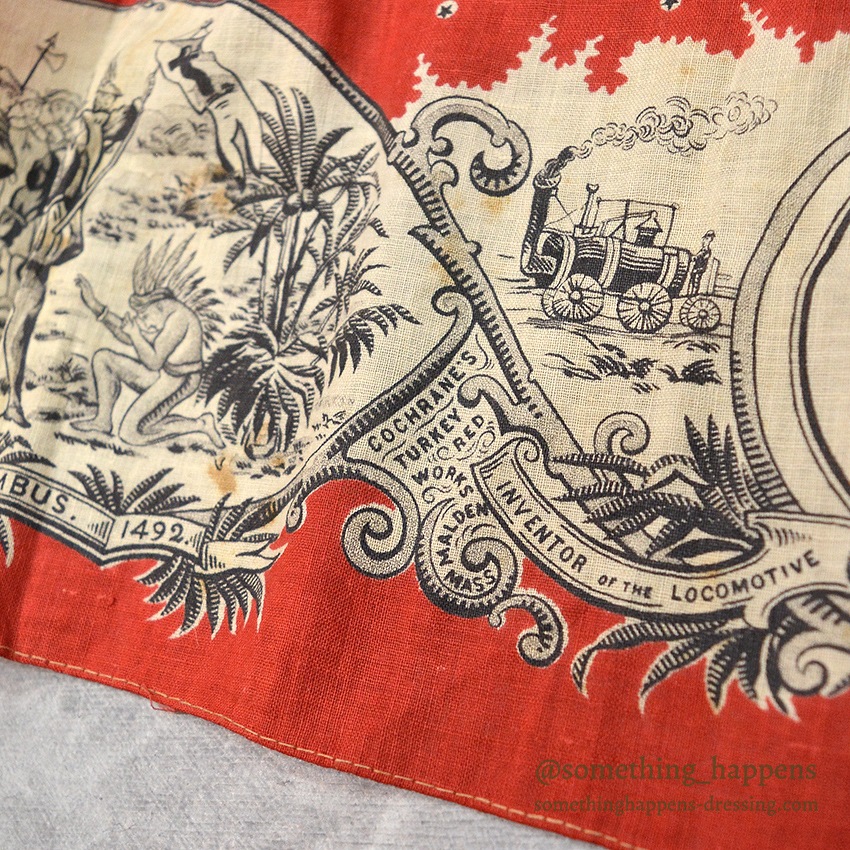 1893' COCHRANE'S TURKEY RED CHICAGO WORLD'S COLUMBIAN EXPOSITION BANDANA ...