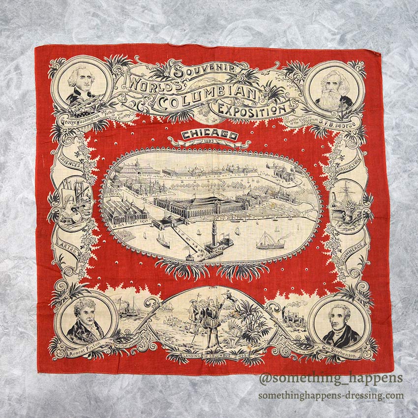 1893' COCHRANE'S TURKEY RED CHICAGO WORLD'S COLUMBIAN EXPOSITION BANDANA ...