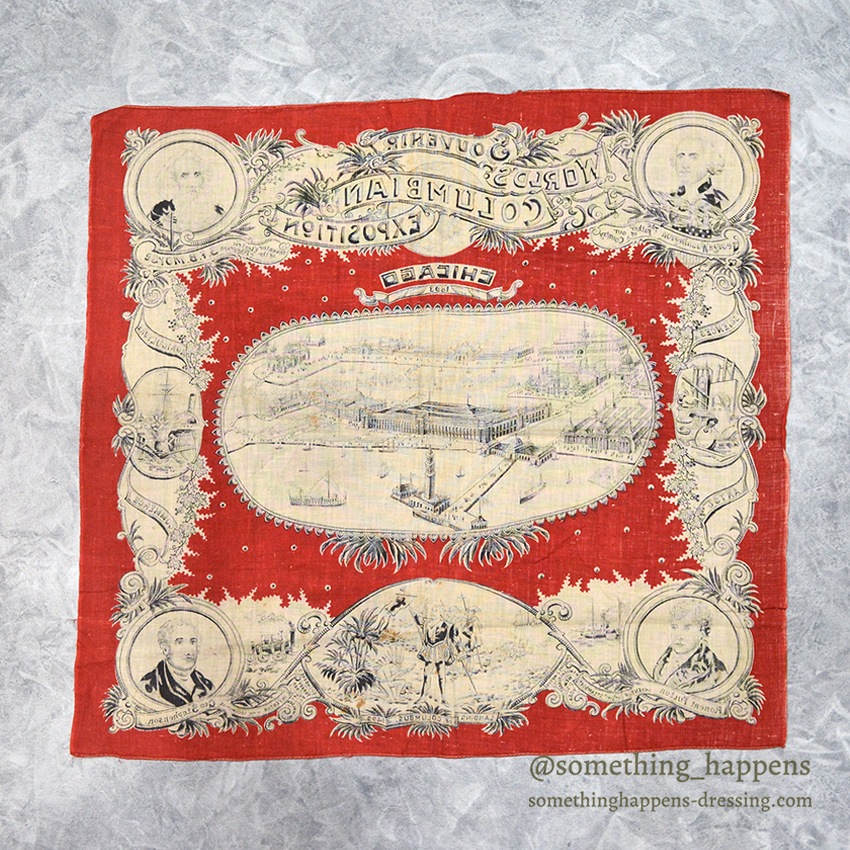 1893' COCHRANE'S TURKEY RED CHICAGO WORLD'S COLUMBIAN EXPOSITION BANDANA ...