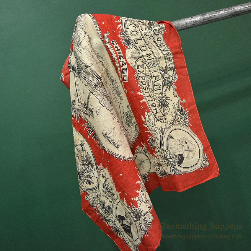 1893' COCHRANE'S TURKEY RED CHICAGO WORLD'S COLUMBIAN EXPOSITION BANDANA ...