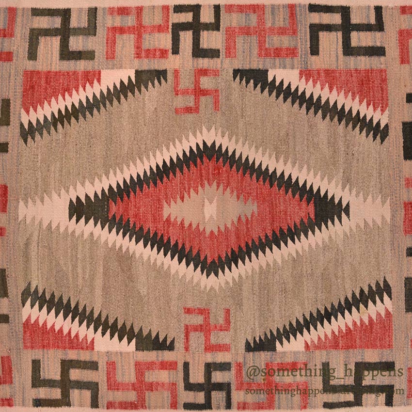 c.1930's NAVAJO RUG WHIRLING LOGS SWASTIKA ... 155cm/110cm