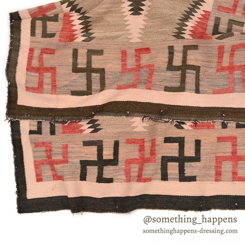 c.1930's NAVAJO RUG WHIRLING LOGS SWASTIKA ... 155cm/110cm