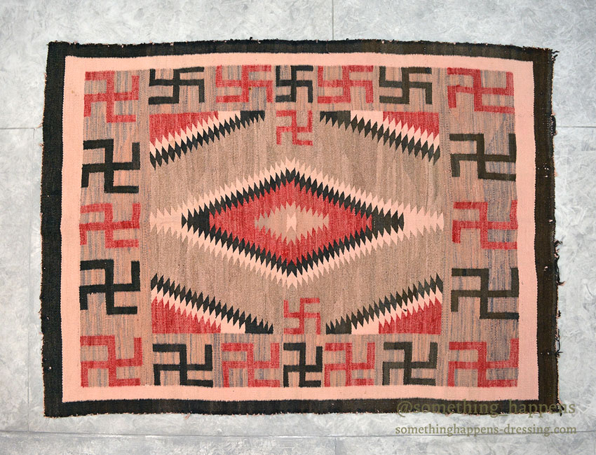 c.1930's NAVAJO RUG WHIRLING LOGS SWASTIKA ... 155cm/110cm