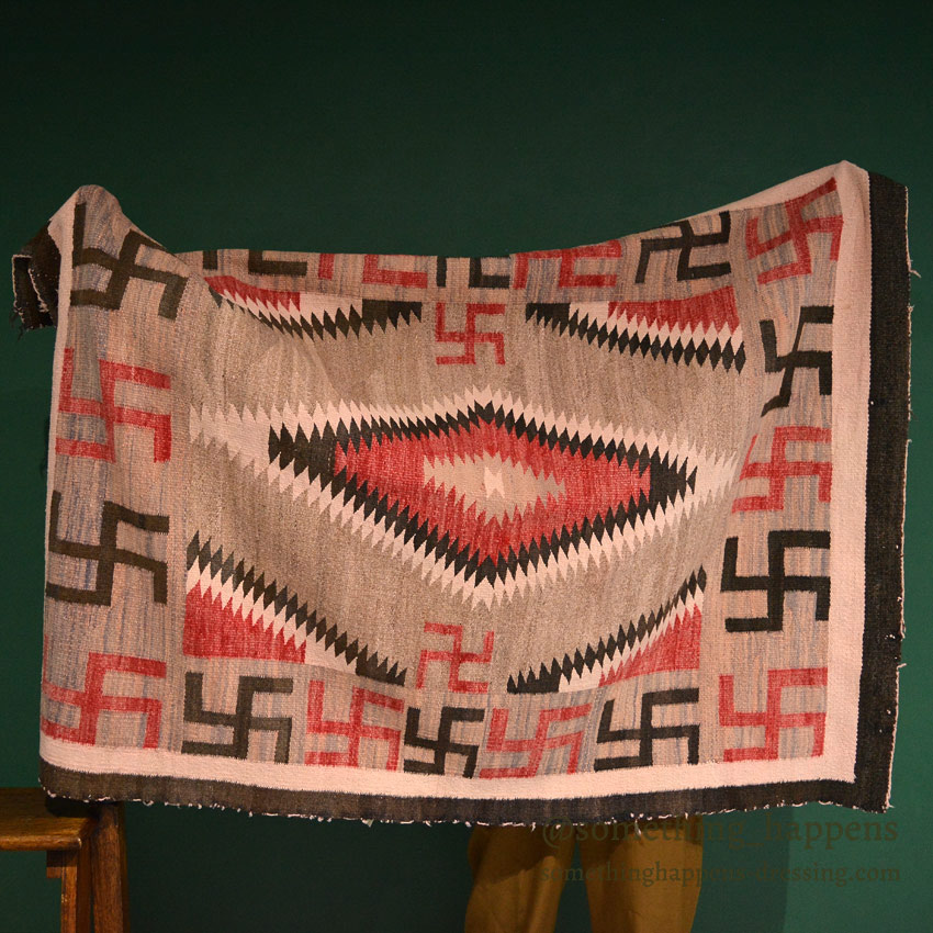 c.1930's NAVAJO RUG WHIRLING LOGS SWASTIKA ... 155cm/110cm