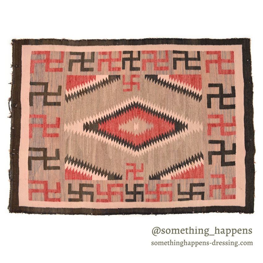 c.1930's NAVAJO RUG WHIRLING LOGS SWASTIKA ... 155cm/110cm