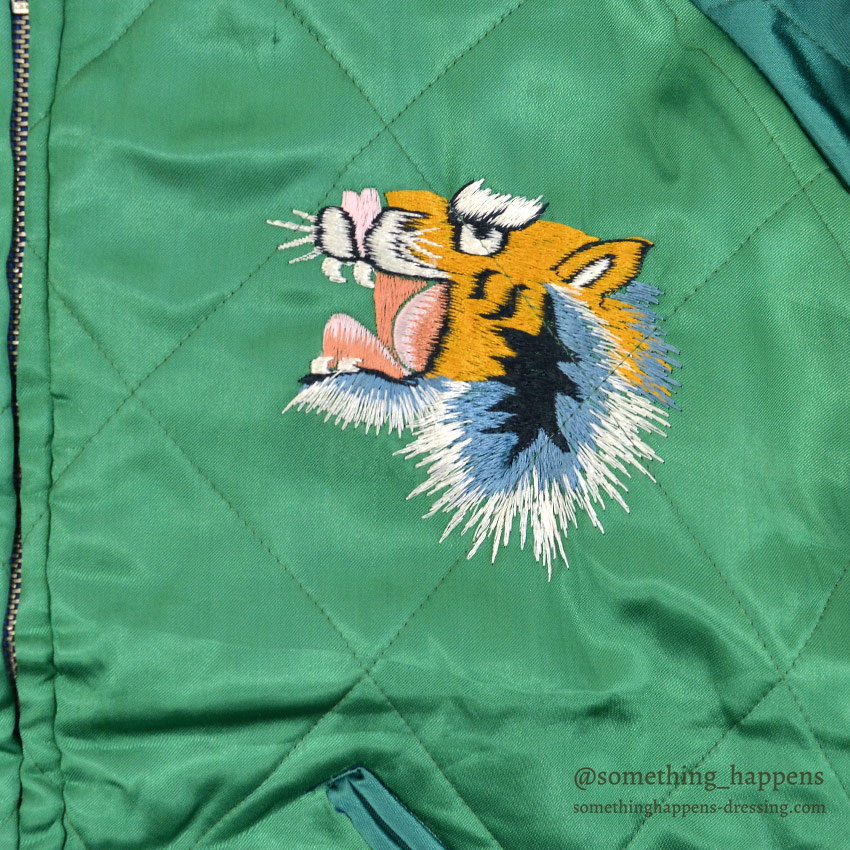 1950's DEADSTOCK JAPAN SOUVENIR JACKET スカジャン 顔虎 / 鳥居 TTSジッパー ...