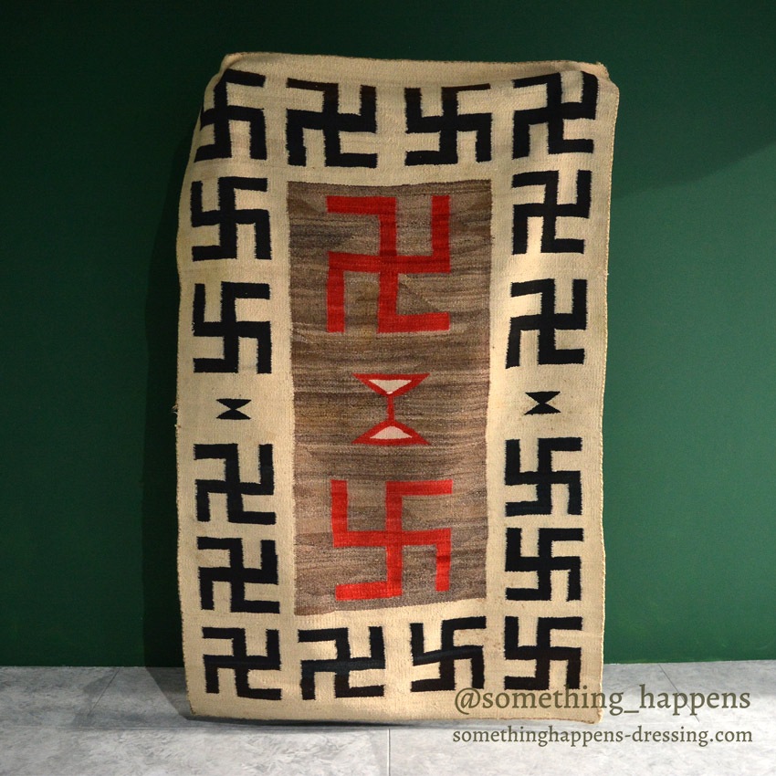 c.1920's NAVAJO RUG WHIRLING LOGS SWASTIKA ... 191cm/123cm