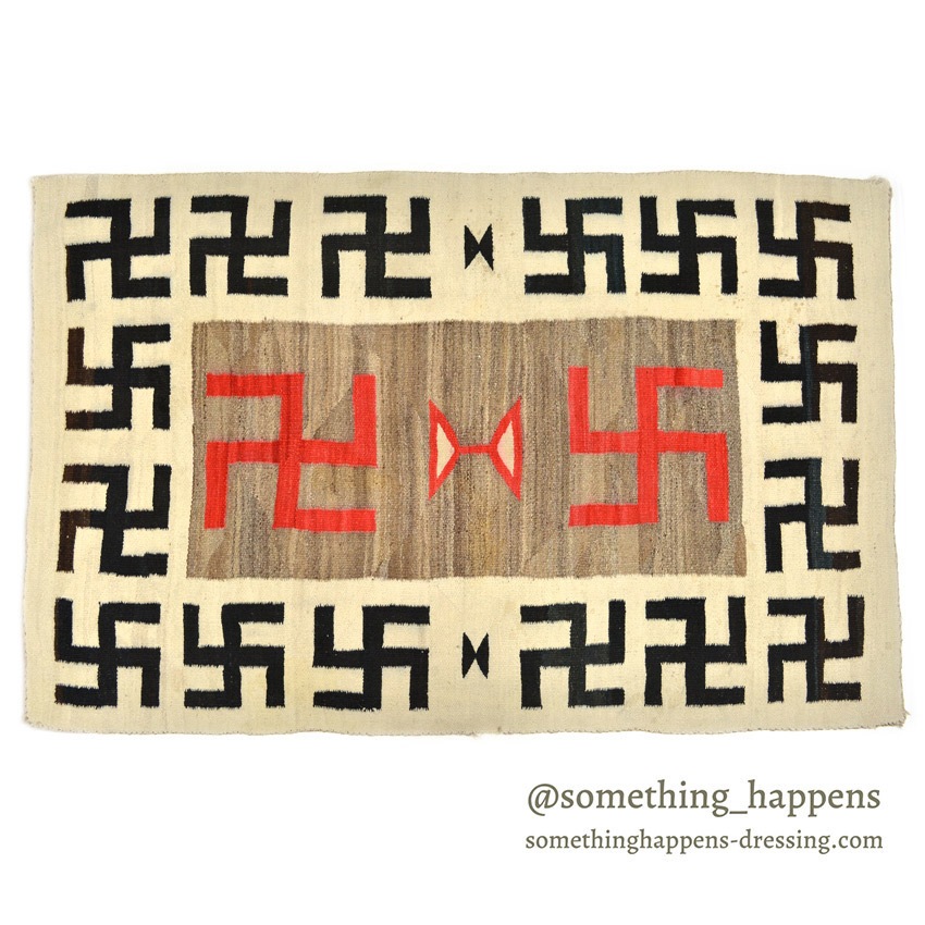 c.1920's NAVAJO RUG WHIRLING LOGS SWASTIKA ... 191cm/123cm