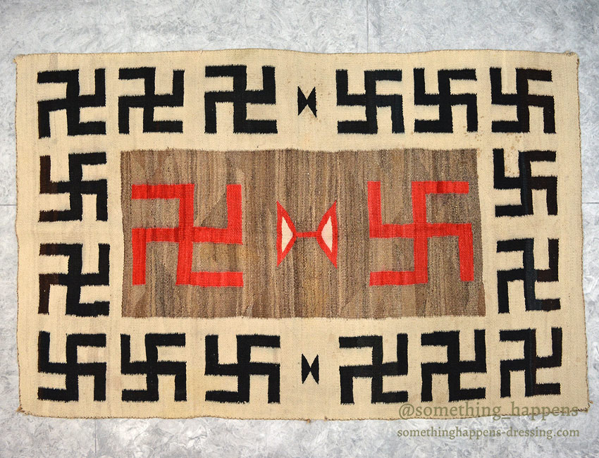 c.1920's NAVAJO RUG WHIRLING LOGS SWASTIKA ... 191cm/123cm