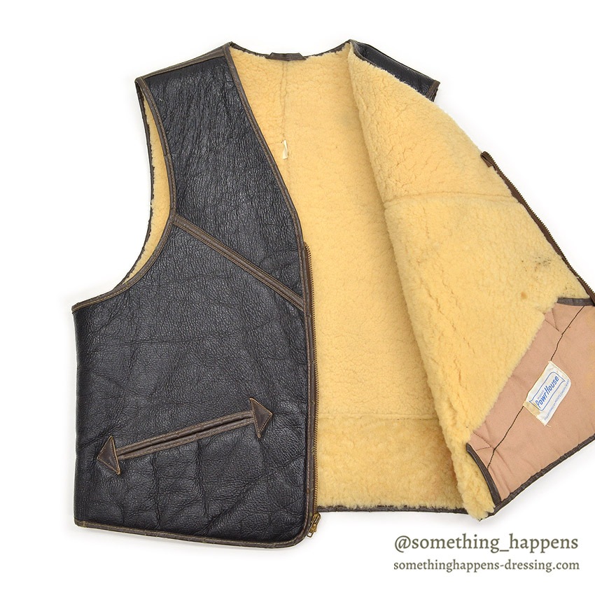 1960's POWR HOUSE SHEARLING WORK VEST ... M