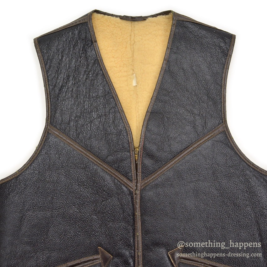 1960's POWR HOUSE SHEARLING WORK VEST ... M