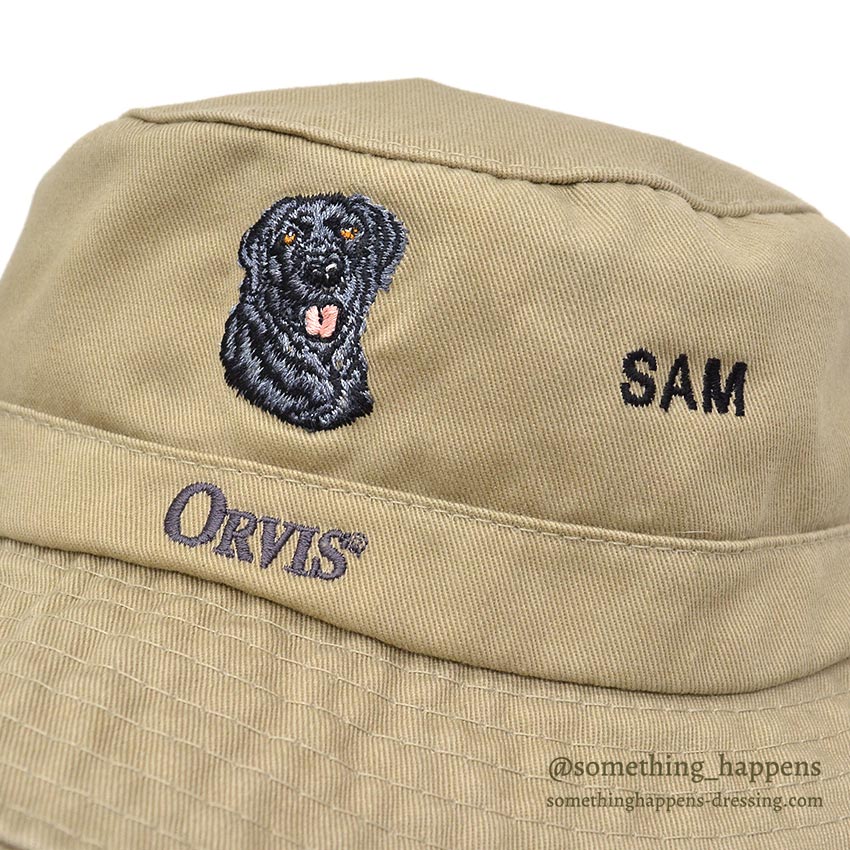 1990's ORVIS DOG EMBROIDERY HAT / TAN ... L/XL