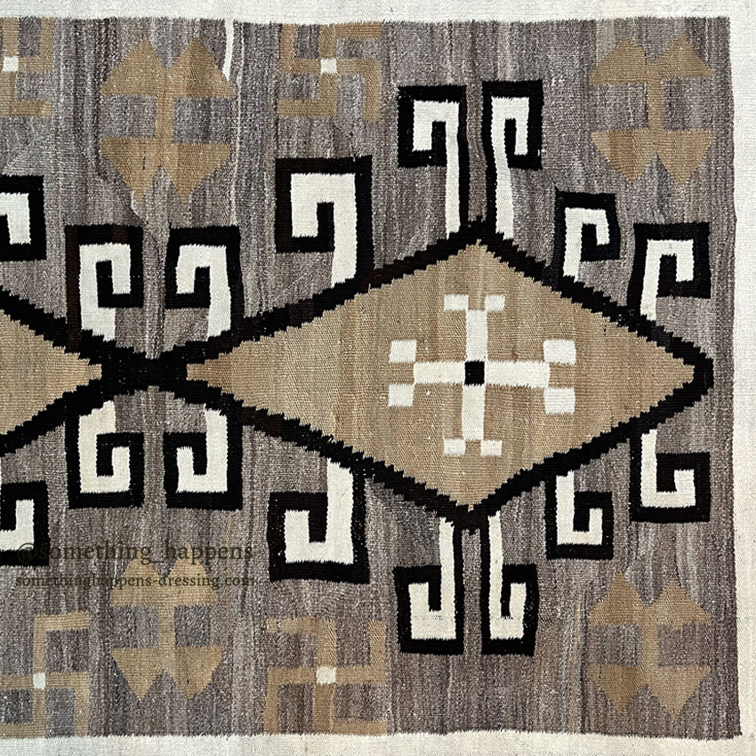 c.1920's NAVAJO RUG CRYSTAL WHIRLING LOGS SWASTIKA RARE COLOR ... 207cm/128cm