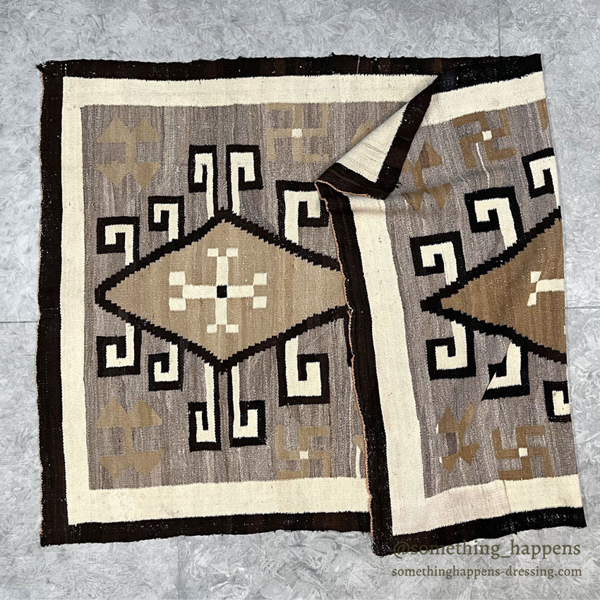 c.1920's NAVAJO RUG CRYSTAL WHIRLING LOGS SWASTIKA RARE COLOR ... 207cm/128cm